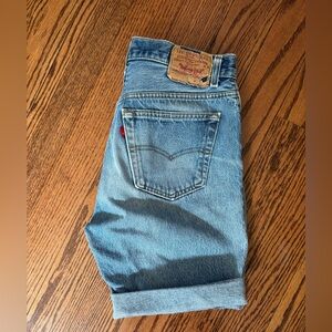 VINTAGE Levi's 501 Light Wash Cutoff Denim Shorts (No Size Tag)